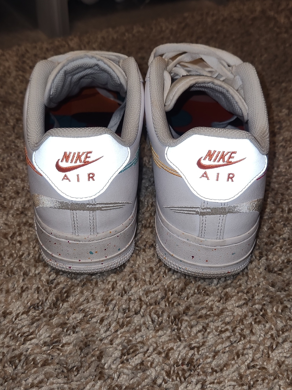 Nike White Air Force 1 Low with Multicolor Swooshes - Picture 4 of 6